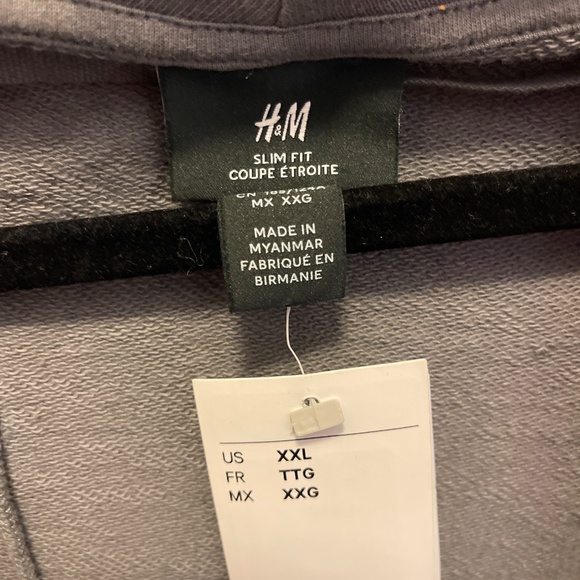 H&M Slim Fit Hooded Cardigan | Longline Open Front Coat | Size XXL Gray - Picture 4 of 4